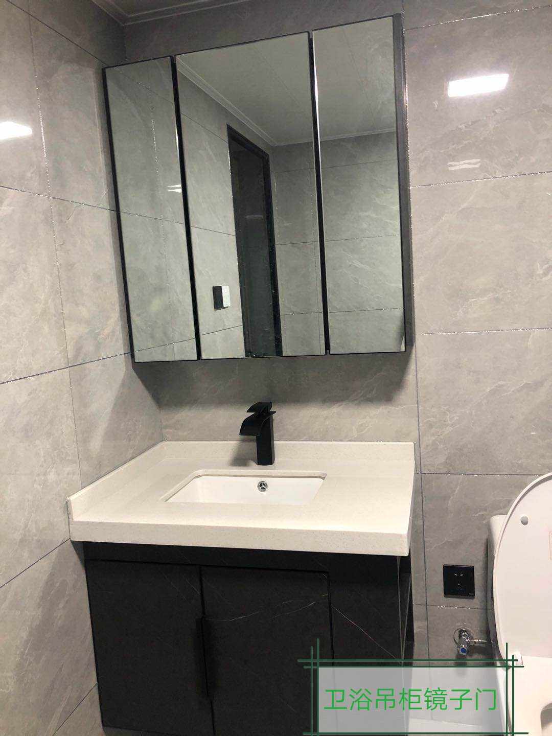 Thick Wood Furniture Cloakroom Mirror Moving Door Invisible Mirror Fold Door Bath Cabinet Shoe Cabinet Mirror Flat Open Aluminum Frame