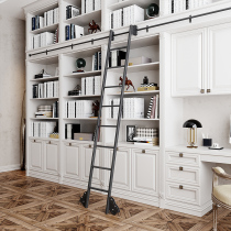 Bookshelf mobile iron ladder track ladder bookshelf library home ladder can be customized indoor attic ladder