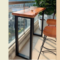 Bar table solid wood table and chair combination commercial bar balcony against the wall high foot narrow table long bar against the wall