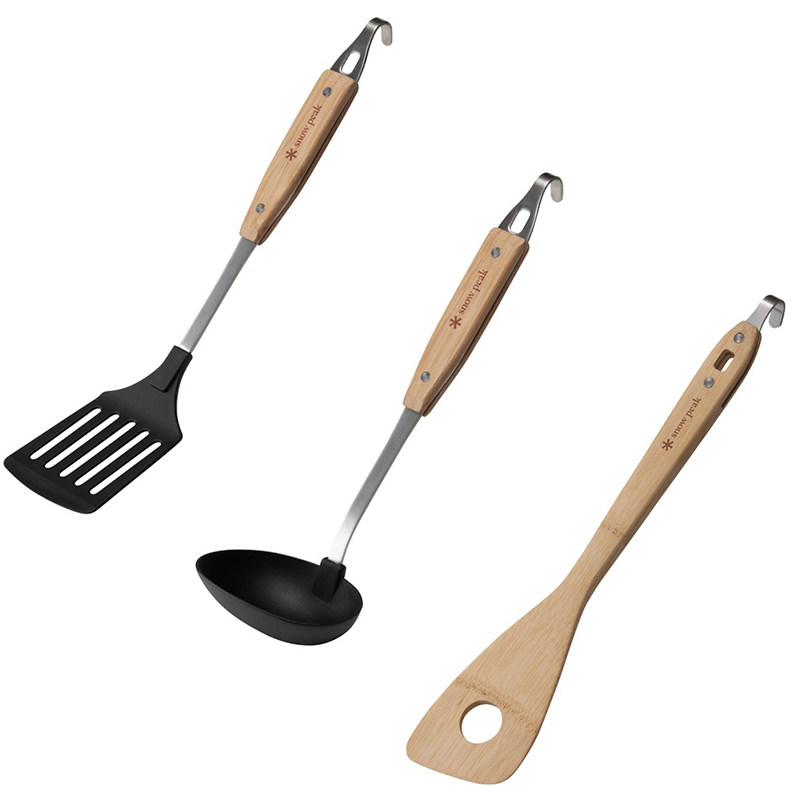 Player equipped Snowpeak kitchen Sanbao camping Self-driving high temperature resistant nylon stainless steel pan shovel soup spoon