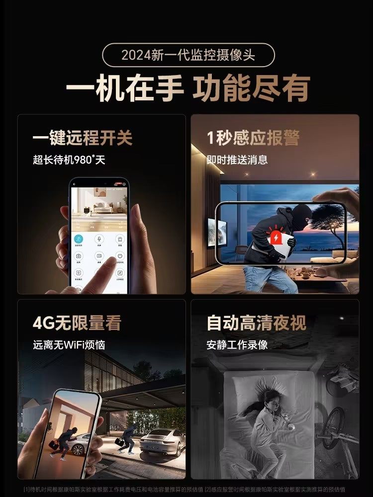 Camera for Home Use, Wireless Wifi, Can Be Connected to Mobile Phone for Remote Access, Indoor, No Need for Power Plug, High-Definition Night Vision, Door Peephole Monitoring