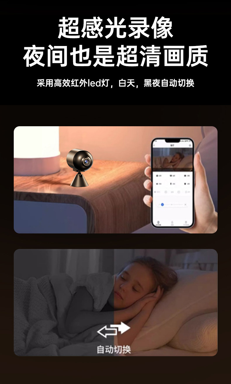 IP-камера 摄像头高清夜视家用连手机远程360度无死角监控器无线wifi免插电 Kompass