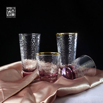  High-quality hammer pattern fashion purple glass large capacity high temperature resistant exquisite green tea cup milk juice breakfast cup