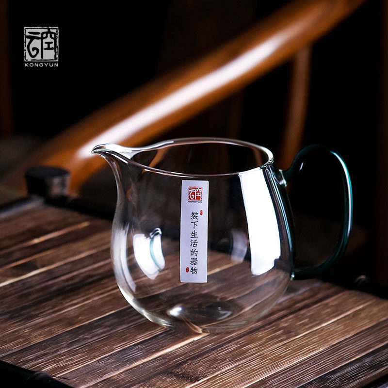 Air Cloud Day Style Exposed Glass Justice Cup Thickened Heat Resistant Large Number Tea Cup Korn Tea With Tea Leak Suit Belt