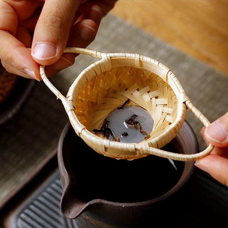 Pure hand-mounted bamboo tea leakage tea filter Kunfu tea filter vine gauze filter tea ceramic accessories