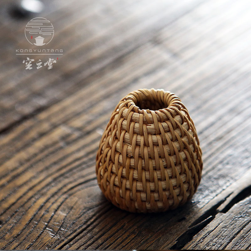 Handmade Vietnamese rattan set up with autumn rattan lid Purple Sand Pot lid Bamboo Pendulum pieces Japanese Tea Trail accessories Gongfu tea furniture