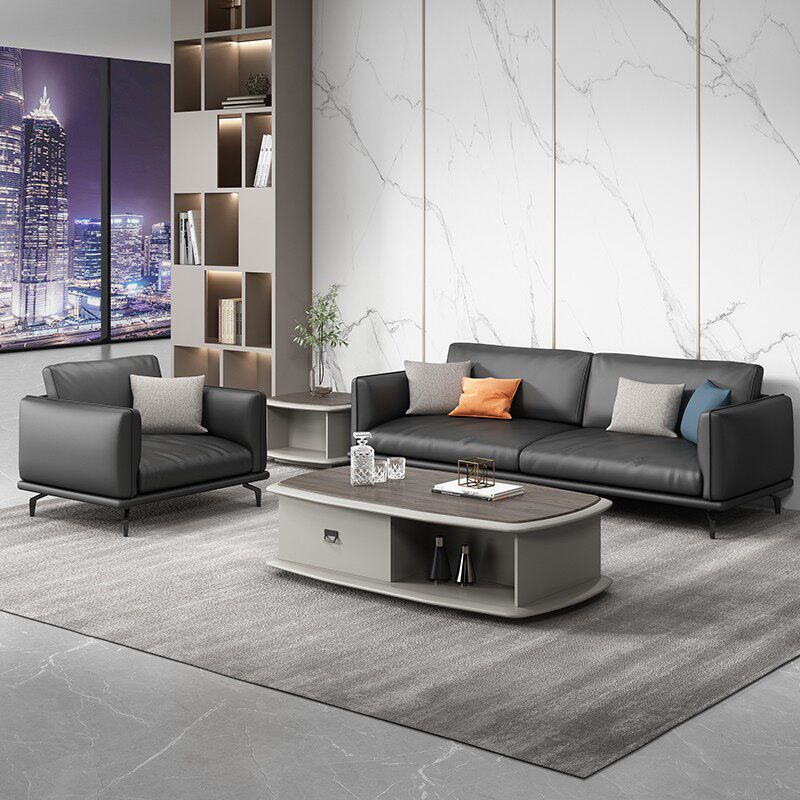 Office Sofa Brief Modern Meeting Guest Area Talks Double Reception Business Office Sofa Tea Table Composition Suit