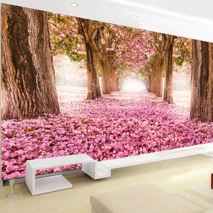 New cherry blossom tree printed cross embroidered scenery wedding happy wedding living room wedding room full embroidered 2 m full embroidery