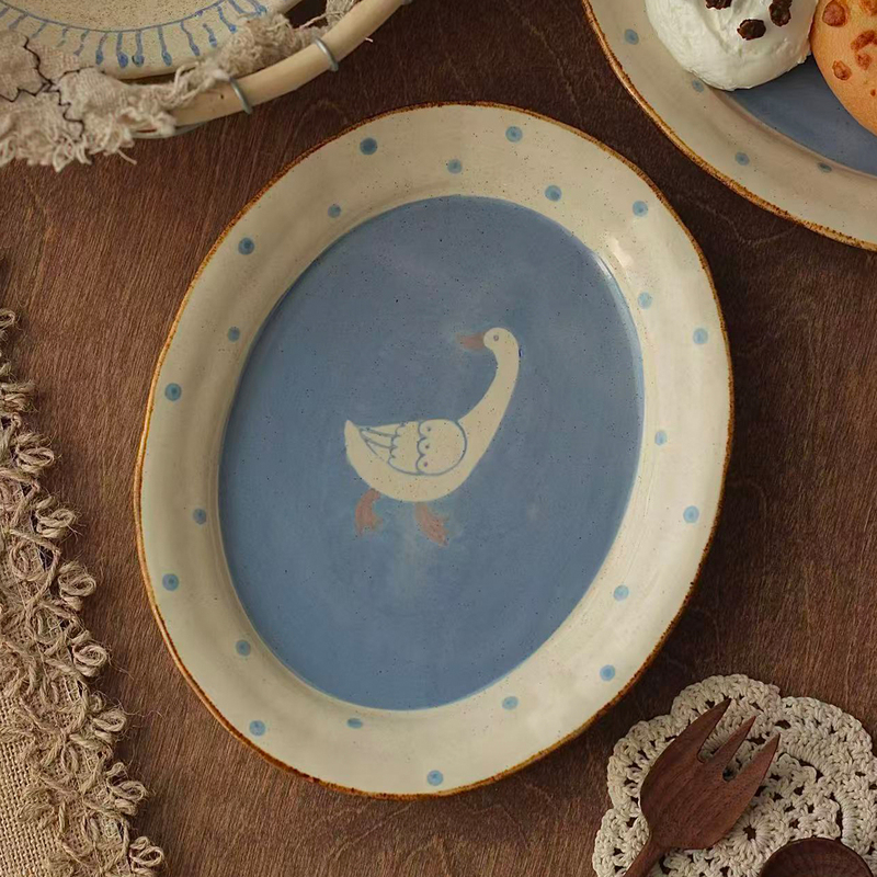 Walnut Market Handmade Breakfast Plate Blue Underglaze Ceramic Plate Fish Plate Oval Plate Dessert Plate Steak Plate Walnut Market Handmade Breakfast Plate Blue Underglaze Ceramic Plate Fish Plate Oval Plate Dessert Plate Steak Plate
