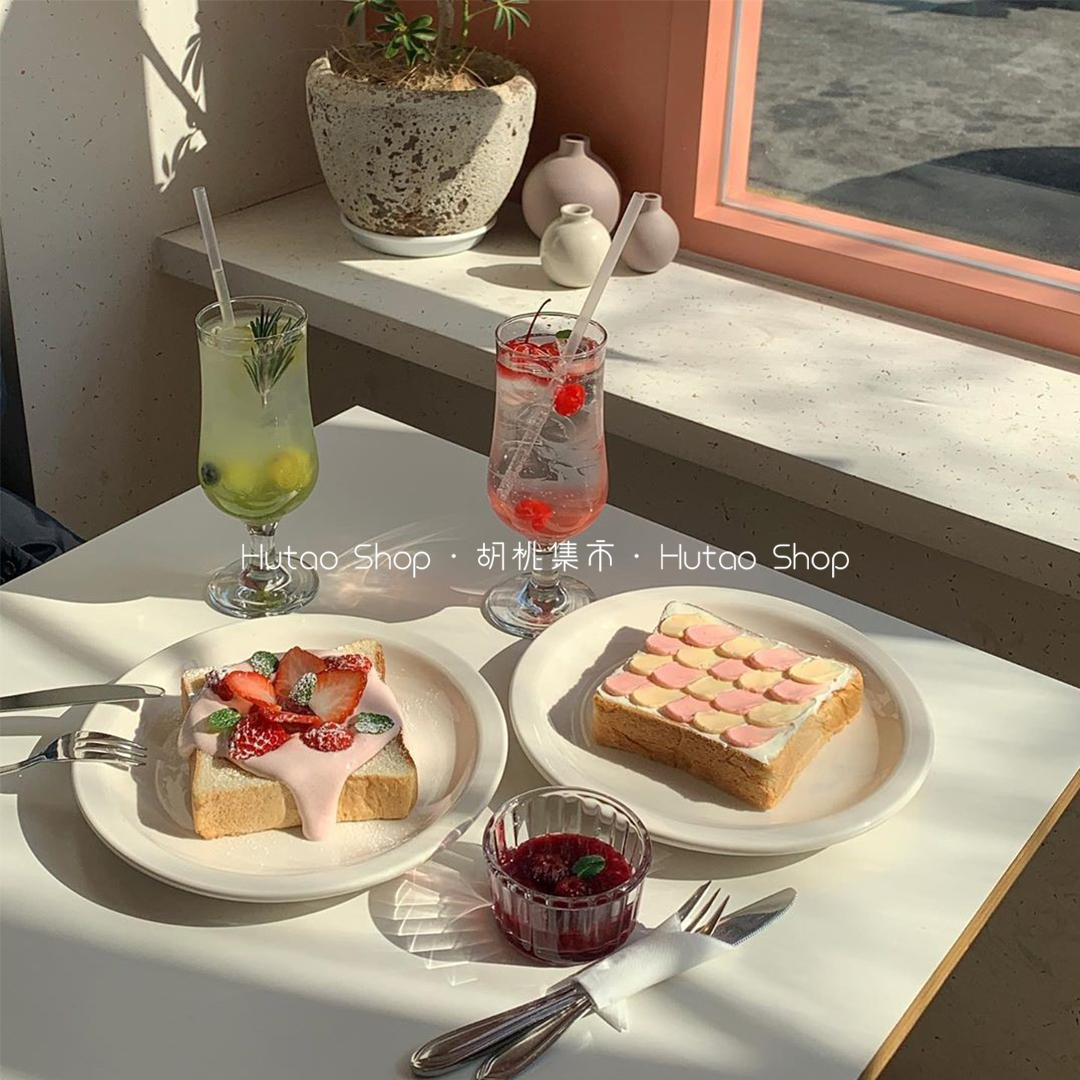 South Korea ins wind ondo blogger with the same white ceramic breakfast dish dessert dish Western dining tray Shara pan Italian pasta