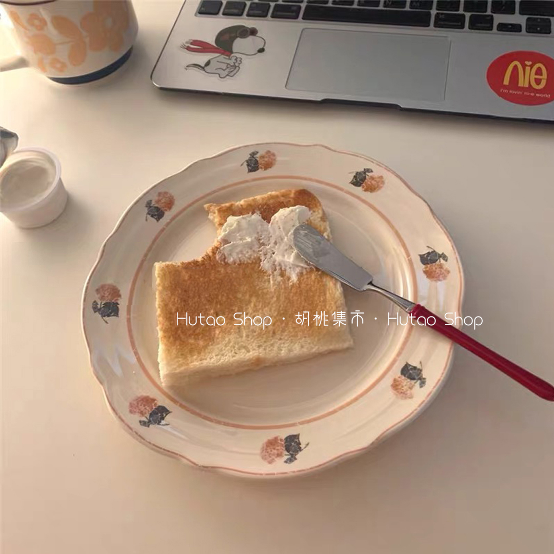 Walnuts Bazaar Korea Ins Florian Lace Retro Vintage Countryside Fatadel Porcelain Dessert Plate Outlet to