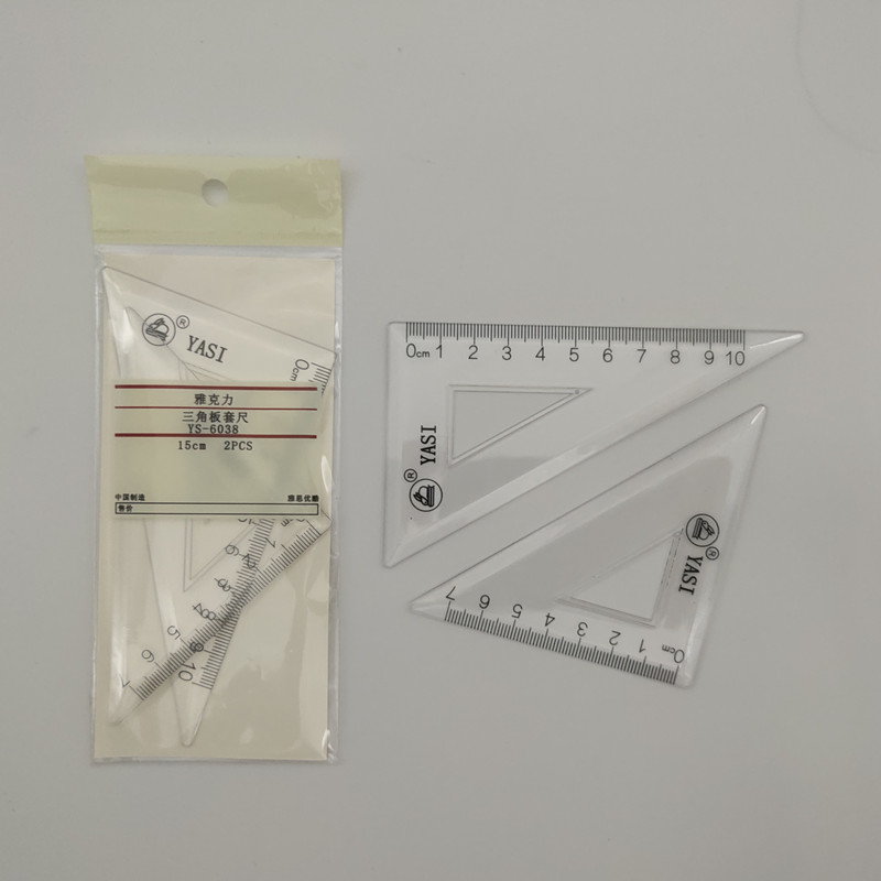 Yath YS-6038 acrylic triangular plate sleeve ruler transparent triangular ruler student triangle gauge drawing drawing ruler