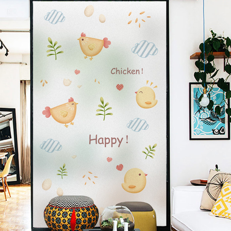 Cartoon Glass Sticker Bathroom Window Window Flowers Shading Frosted Static Cling Film Toilets Light Transmission Opaque Anti-Peep Stickers