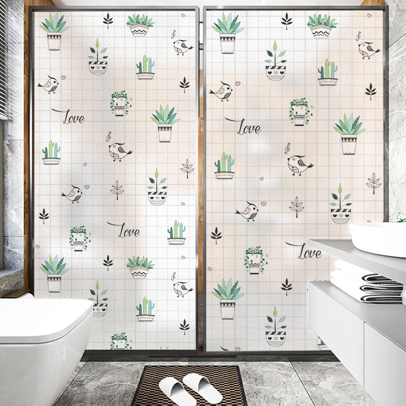 Bathroom Anti-Peering Shading Sticker Makeup Room Anti-Walk Light Glass Paper Toilet Windows Light Transmission Opaque Frosted Film