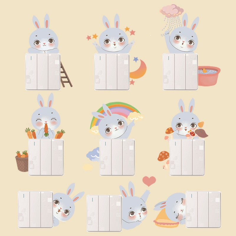 Cartoon stickers ins switch stickers wall stickers Creative warm living room Xin bedroom wall socket decoration wallpaper self-adhesive