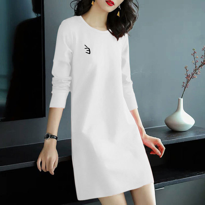 Plus Size Women's Pure Cotton Long-Sleeved T-Shirt Dress 2025 Early Autum Casual and Stylish Round Neck Bottoming Mid-Length Dress Plus Size Women's Pure Cotton Long-Sleeved T-Shirt Dress 2025 Early Autum Casual and Stylish Round Neck Bottoming Mid-Length Dress