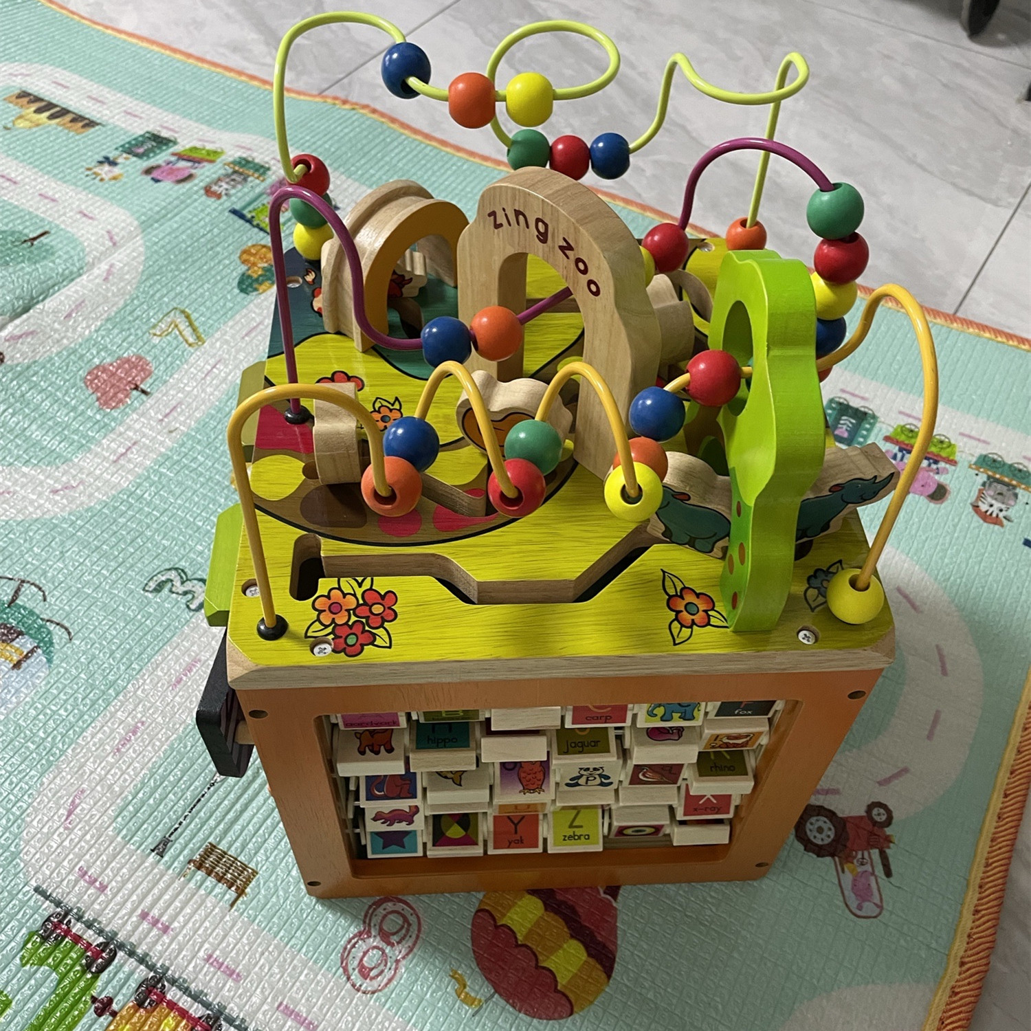 Wooden ocean six-sided large beaded large beaded beaded treasure box large multi-functional game box educational toy