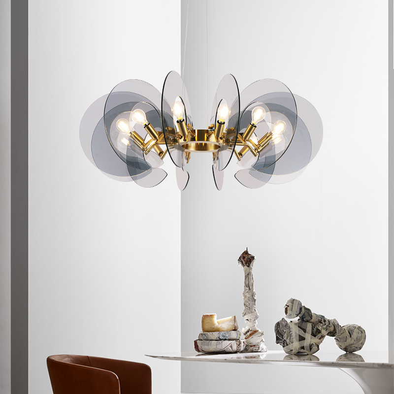 Modern minimalist fashion living room glass chandelier bedroom light luxury model room dining room living room light creative dining room light