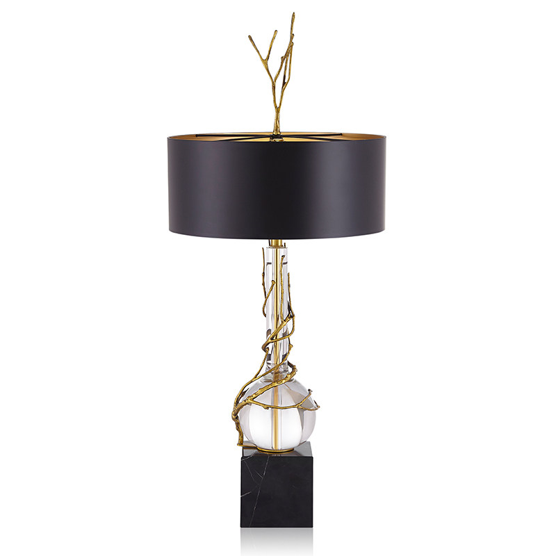 American Simple Copper Crystal Marble Branch Creative Table Lightroom Bedroom Lightroom Sumple Room Luxury Table Lights