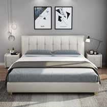 Nordic cloth bed double bed simple modern removable and wash light luxury master bedroom wedding bed small apartment soft cloth bed solid wood