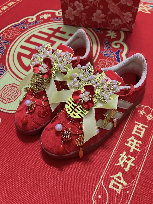 Red Wedding Shoes, Traditional Chinese Style Shoes, New Chinese Style Light Luxury Wedding Shoe Accessories, Matching with Xiuhe Suit, Wedding Shoe Ornaments, Full Set, Detachable