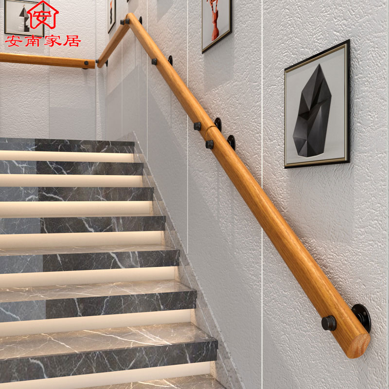 Wall wooden stair handrail indoor attic Villa solid wood Nordic kindergarten home elderly non-slip simple modern