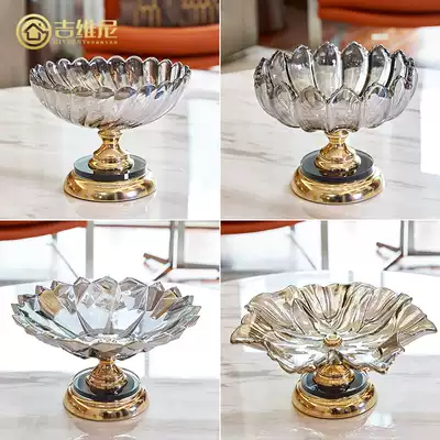 European American living room household fruit plate ornaments high-end luxury dried fruit crystal fruit plate light luxury glass candy high