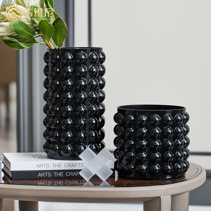Black glass vase swinging piece Living room flower arrangement Dry flower rich and expensive Bamboo hydropony perhydropony floral Nordic creative minimis