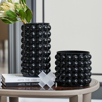 Black glass vase swinging piece Living room flower arrangement dry flower rich and expensive bamboo water raising water peels Nordic creative minimis