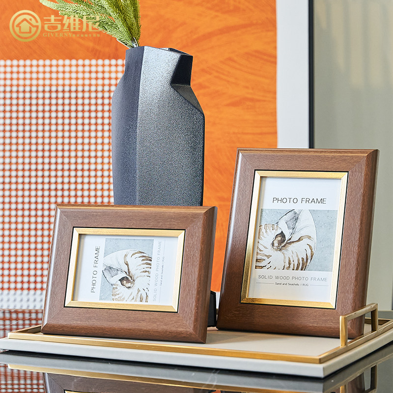 Modern simple high-grade black walnut solid wood photo frame table side of the bed bedroom 6 7 inch photo decorative ornaments