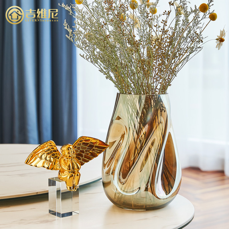 Wide Mouth Transparent Ins Glass Vases Hem Livingroom Flower Arrangement Drying Flower Hydropony Perhydropony Creative Minima Nordic Light Lavish