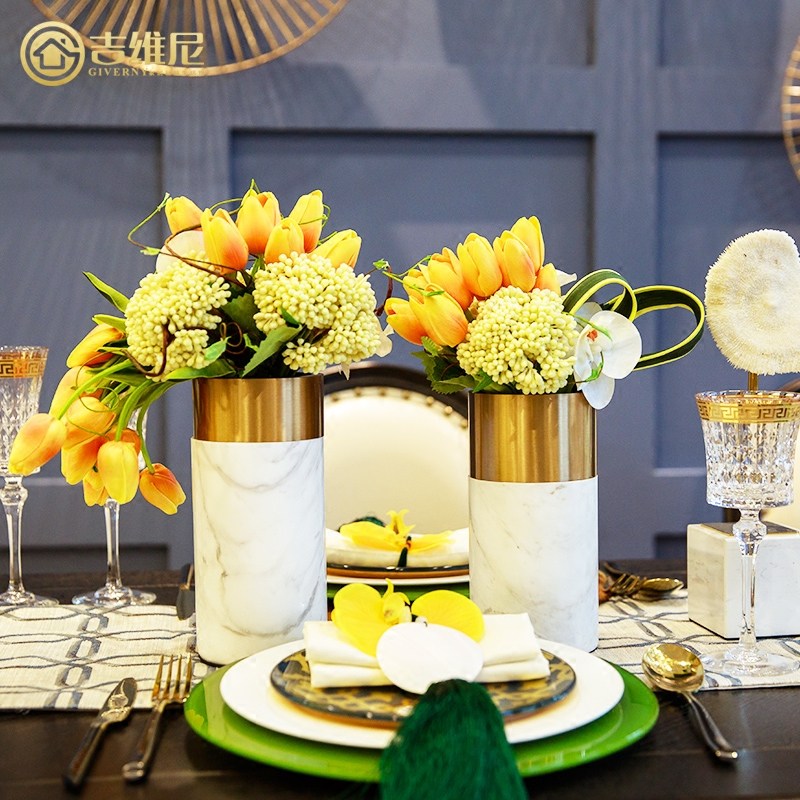 Givini modern marble vase floral flower arrangement swinging piece Nordic Living room table European-style creative decorations