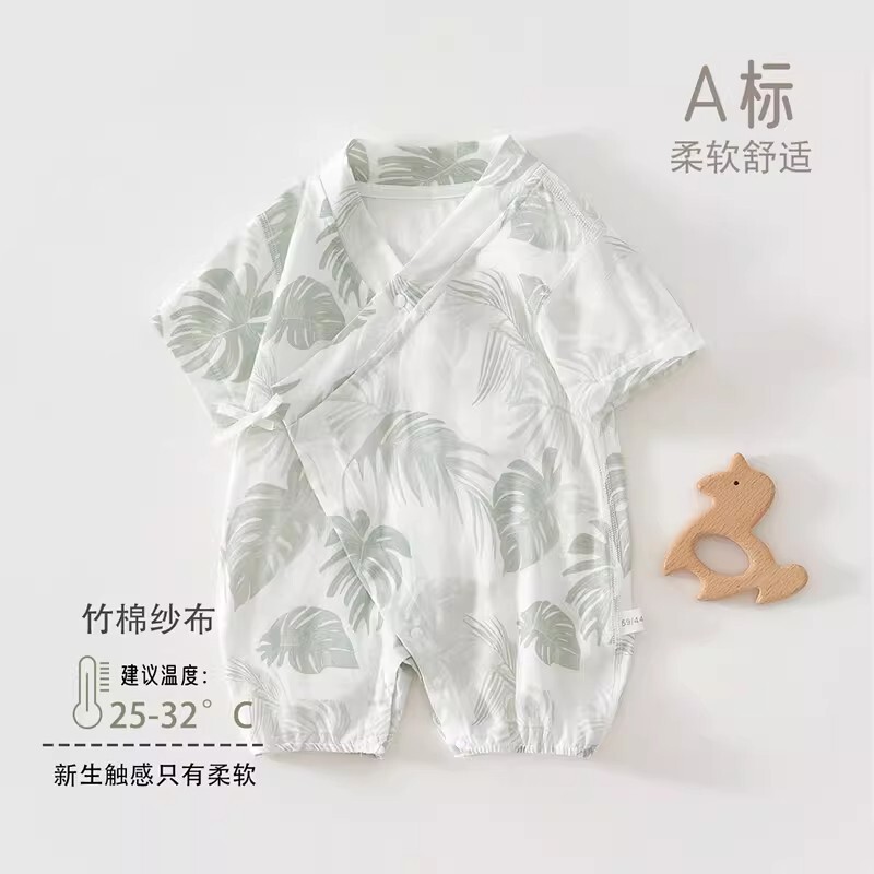 Italian Razt Baby Clothes Summer Gauze Jumpsuit Short-Sleeved Thin Baby Summer Home Clothes Category a