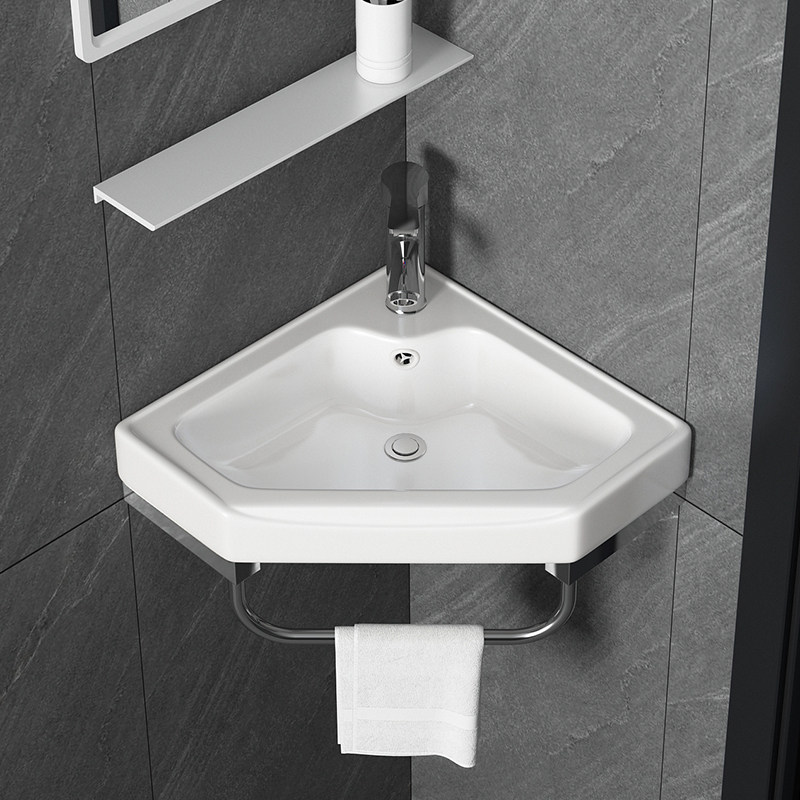Wall Wash Basin Ceramic Corner Wall Wash Wash Basin Wall Wall with Triangle Small Household Mini Balcony Fan Fan Fan Basin Household