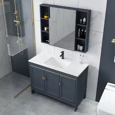 Light luxury Rock board bathroom cabinet combination floor-standing wash basin integrated washbasin modern simple dressing room wash table