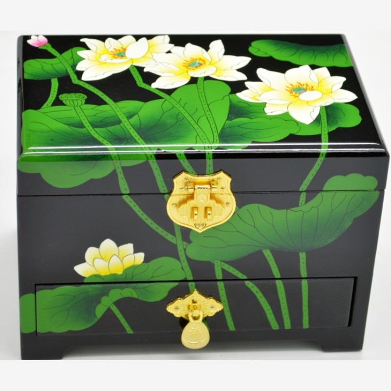 2018 Upper New Pingyao Lacquered Lacquered Ware First Accessories Box Wedding First Accessories Box Three Gold Boxes Courtesy Gold Case Wood With Lock Red