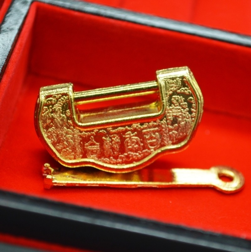 Shanxi Pingyao Push Light Lacquerware First Accessories Box Special Pure Copper Lock Cosmetic Box Lock Chinese Imitation Antique Padlock Box Lock