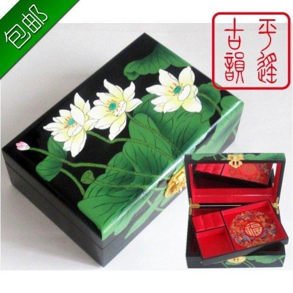 Flat Away Push Light Lacquerware First Accessories Box Imitation Antique Dresser Box Wood Special Price Lotus Wood Practical Jewelry Box