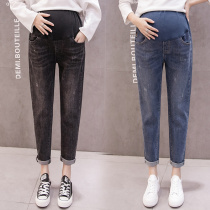 Pregnant women jeans 2021 Autumn Spring and Autumn wear fashion loose wide leg pants autumn pants leggings Spring