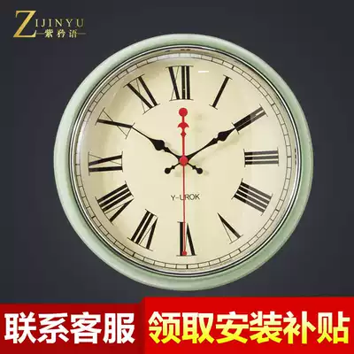 American living room creative wall clock Wall watch simple personality home fashion bedroom decoration mute round clock wall clock