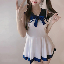 Japanese cute girl pure sexy nightgown uniform temptation college style short skirt seater dress