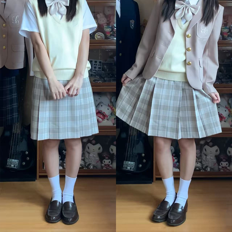 Sumirenia Japanese Jk Wool Plaid Skirt Uniform Japanese School Uniform Front Pleated Plaid Skirt