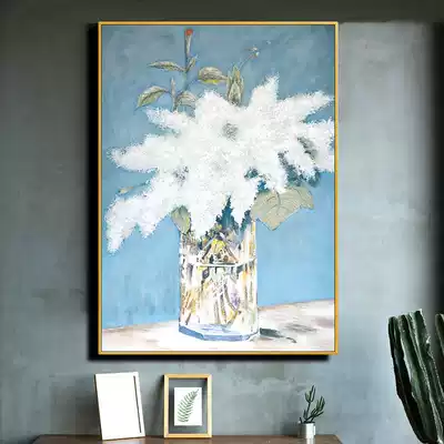 Hand-painted oil painting peony flower three-dimensional modern dining room background wall decoration painting huge living room porch corridor hanging painting