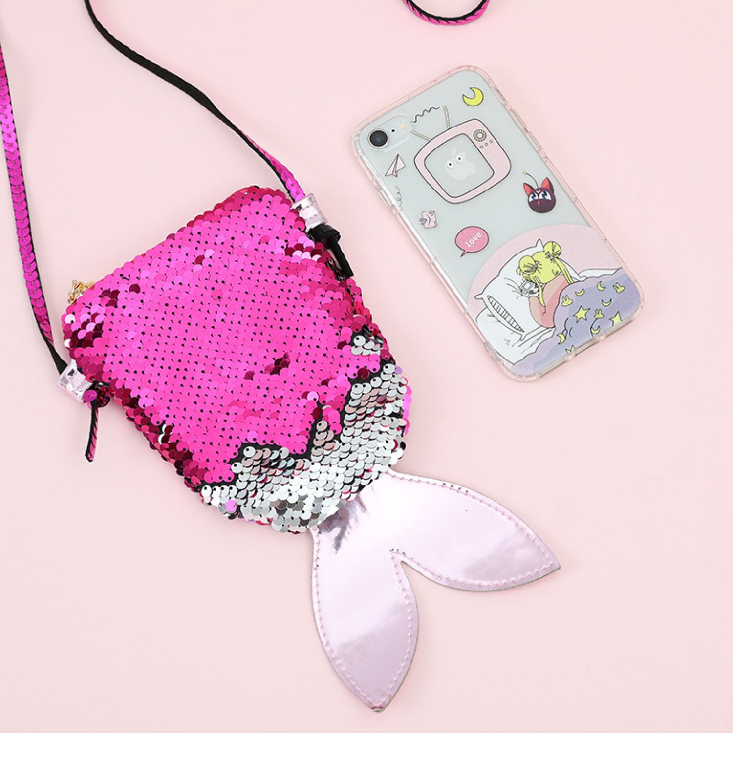 Nàng tiên cá túi Messenger túi sequin gió thời trang ví nữ Túi Messenger dễ thương quà tặng trẻ em thủy triều - Túi bé / Ba lô / Hành lý cặp sách cho bé tiểu học