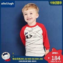 allolugh Aluhe Rui childrens clothing spring and autumn mens treasure long sleeve childrens T-shirt stitching cartoon print top