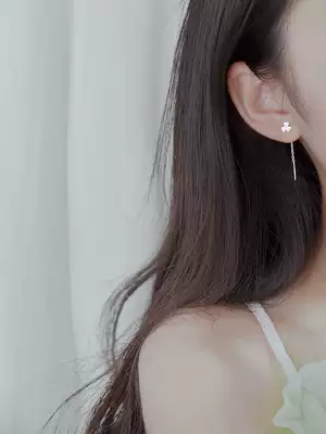 Ear refining female short temperament simple sterling silver Korean Super Fairy earrings earrings hipster ear refining ear needle thread ear ornaments