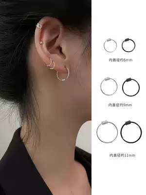 Ear ring female temperament Korean white ear ring small ear buckle female sterling silver earrings 2021 New Tide ear ring ear bone nail
