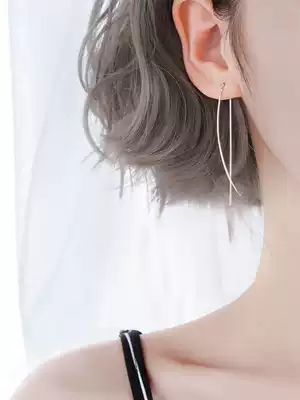 Face-thin earrings female temperament sterling silver 2021 new trendy silver ear line long version tassel earrings super fairy long drop earrings