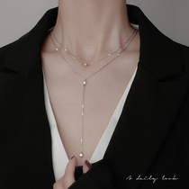 Double-layer necklace female sterling silver necklace ins cold wind necklace female clavicle chain temperament net red necklace Female ins simple