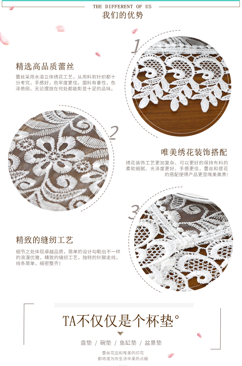 Châu âu Ren Coaster Chiếu Bảng Vòng Vuông Cách Nhiệt Bát Thảm Pads Vải Chén Thảm khăn trải bàn để dưới kính